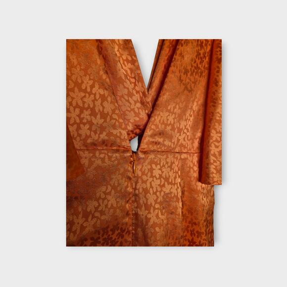 Significant Other Women's Isabel Romper Orange XS Flare Sleeve Ring Cutout Satin - Picture 10 of 11